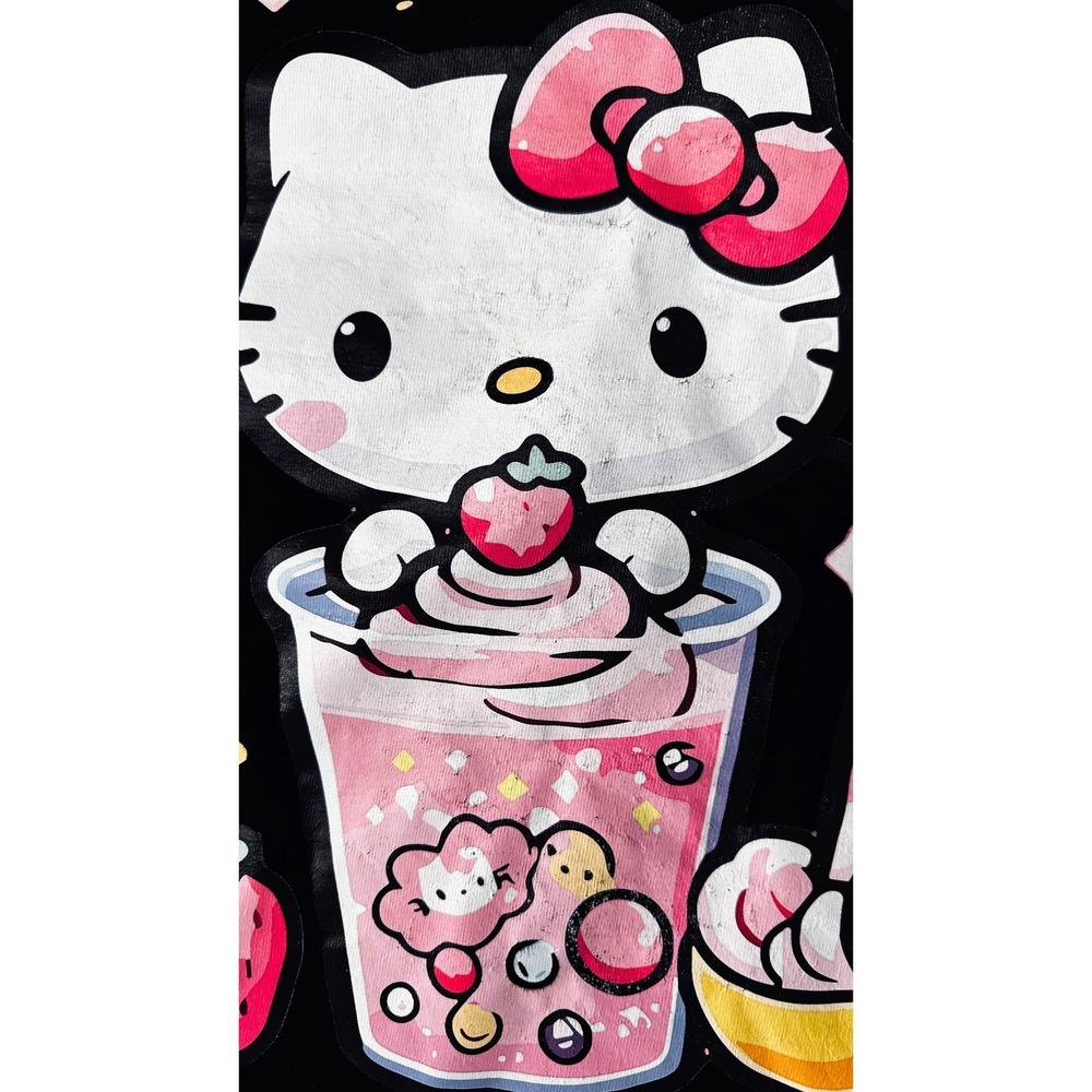 Circle Clothing Hello Kitty Boba Tea Graphic T-Shirt Mens 2XL Black‎ Good Sanrio